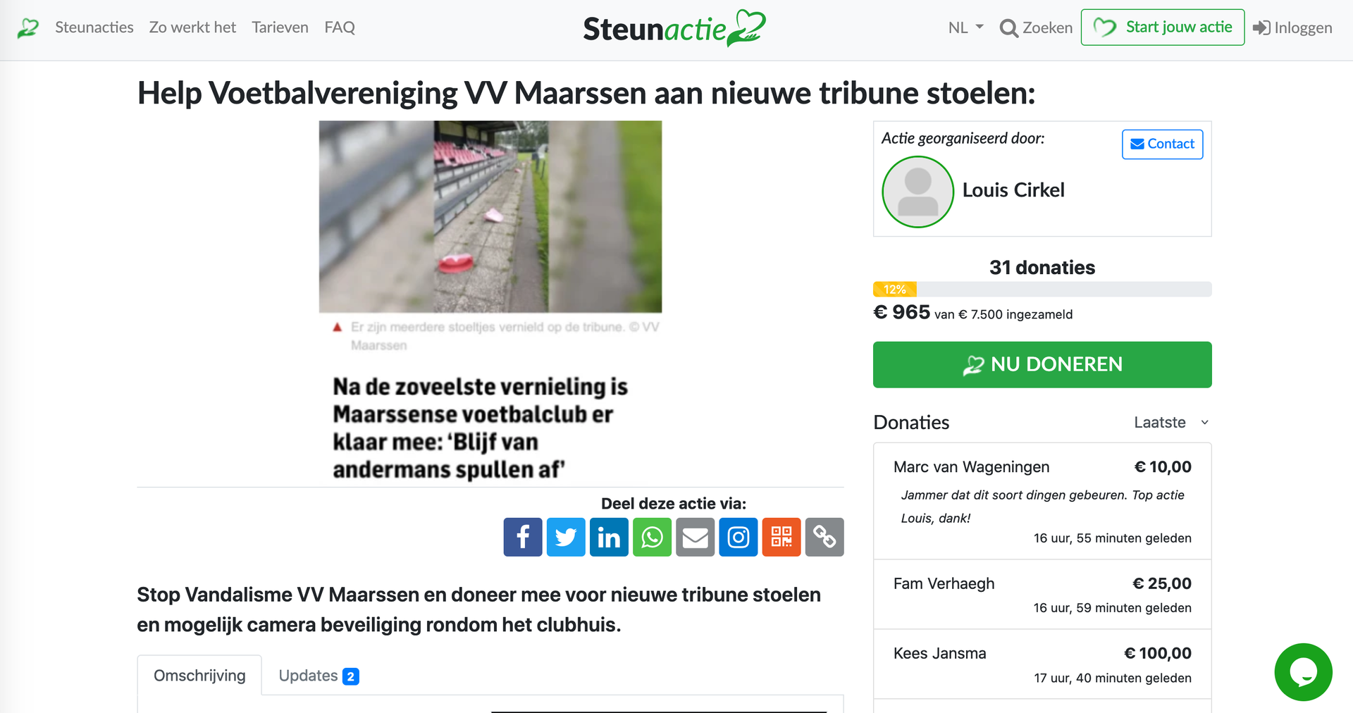 Selectiekader Lijkt op Stad bloem RTV Stichtse Vecht - Voetbalvereniging Maarssen start crowdfundingsactie  voor nieuwe tribunestoelen na vandalisme
